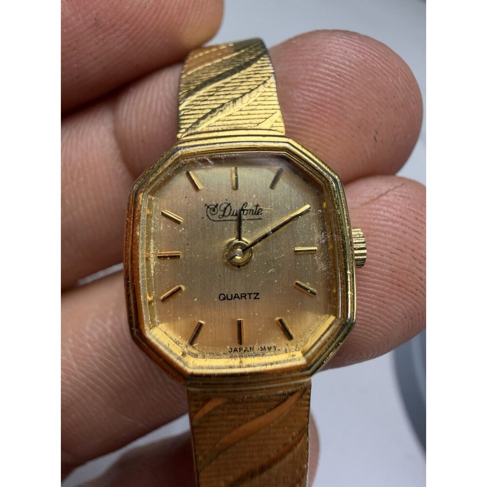 DuFonte Quartz Vintage Women’s Watch Gold Tone Mesh Bracelet 17.1mm Working